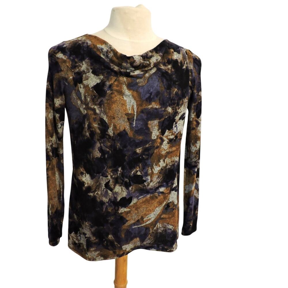 Simply Vera Multi Color Sweater Cowl Neck Drape Front Sz XS